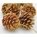 Pigne Finte Dorate su Rametti Ø4 cm – Mazzettino da 6 Addobbi e Decorazioni