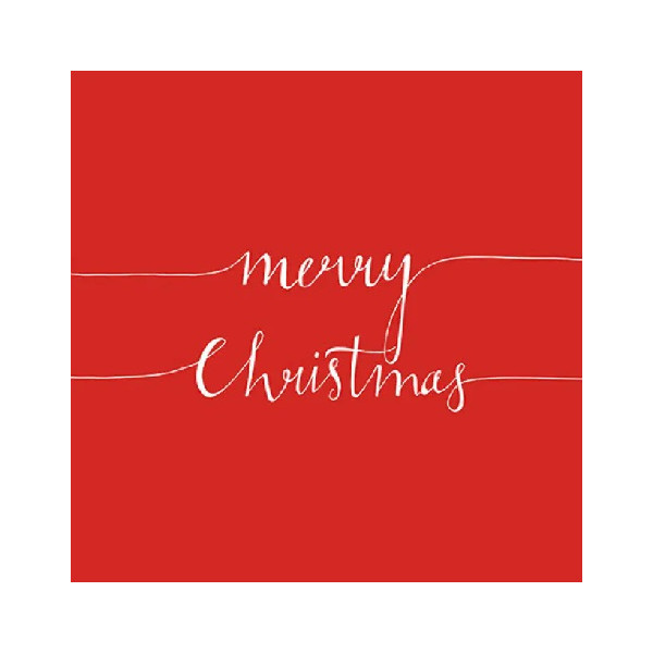 Tovaglioli Natalizi di Carta Rossa Tema Nota Merry Christmas – 33×33 cm, 3 Veli, 20 pz – Idea Regalo, Decorazione Tavola e Feste