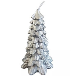 Candela Natalizia a forma di Albero di Natale – Argento (H 13 cm) in Cera