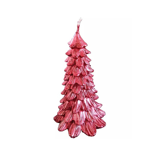 Candela Natalizia a forma di Albero di Natale – Rosso (H 13 cm) in Cera