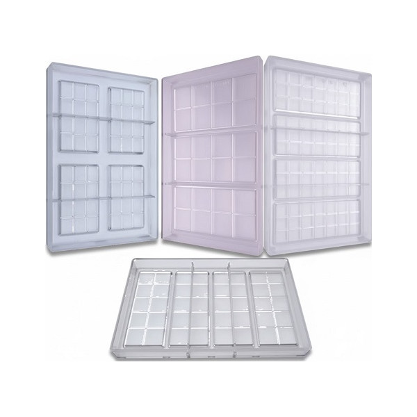 Stampo Tavolette Cioccolato 50g in Policarbonato Professionale – Rettangolari con Quadretti Lisci (Varie Cavità/Misure)