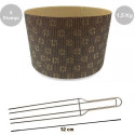 Kit Spillone Inox 52 cm (4 Punte Decora) + 5 Stampi Panettone Alto Rigido 1,5 Kg