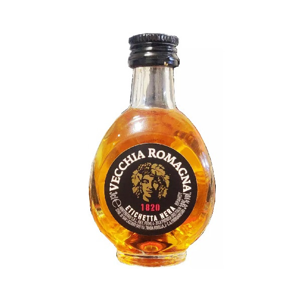 Vecchia Romagna Etichetta Nera Mignon 3cl 38% Vol. – Brandy in Bottiglia Triangolare di Vetro