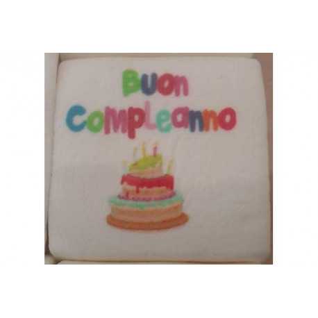 Marshmallow Quadratino "Buon Compleanno" in busta da 20pz Marshmallow Quadratino "Buon Compleanno" in busta da 20pz