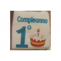 Marshmallow Quadratino "Il mio 1° compleanno" Celeste in busta da 20pz