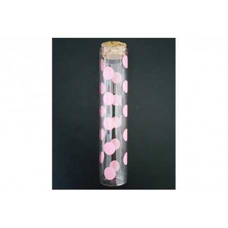 Tubetto Provetta segnaposto portaconfetti pois rosa cm 12.5 Tubetto Provetta segnaposto portaconfetti pois rosa cm 12.5