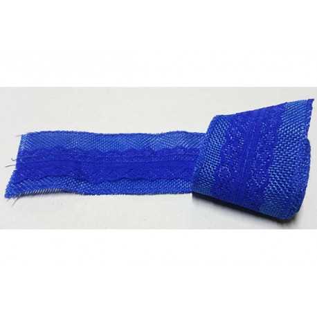 Nastro in juta con pizzo blu 5cmx2mt Nastro in juta con pizzo blu 5cmx2mt